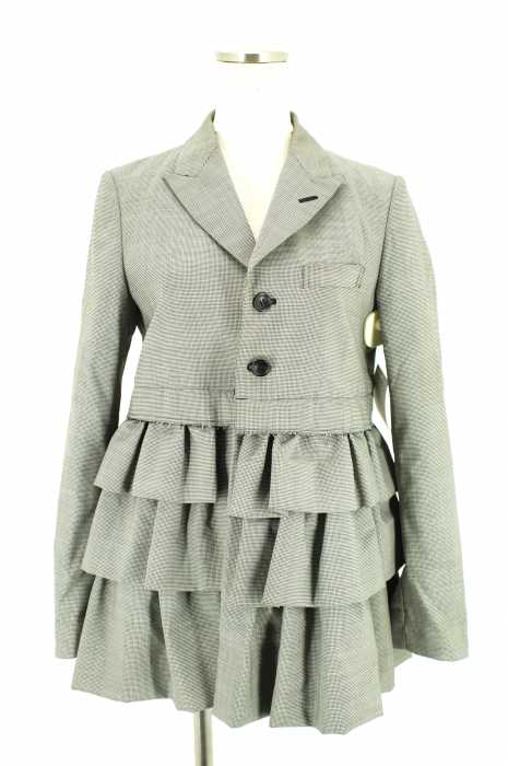 COMME des GARCONS （コムデギャルソン） 17SS「Pleated Blazer」フリルデザイン千鳥柄ジャケット レディース アウター