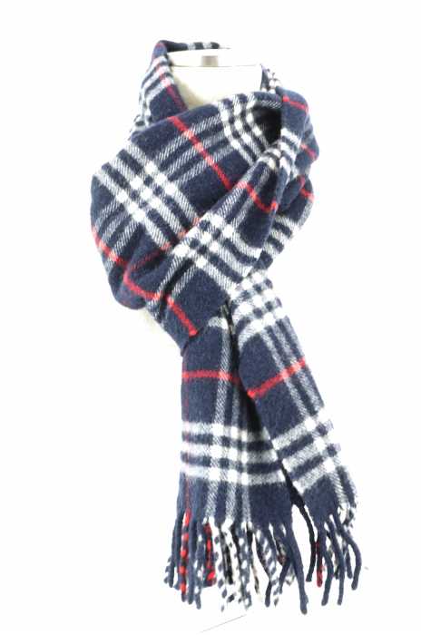 BURBERRY LONDON （バーバリーロンドン） 英国製ラムウールチェック柄フリンジ レディース ファッション雑貨