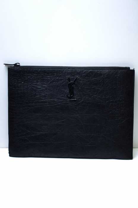 SAINT LAURENT PARIS (サンローラン パリ) 17SS 型押しレザージップ付タブレットホルダー メンズ バッグ