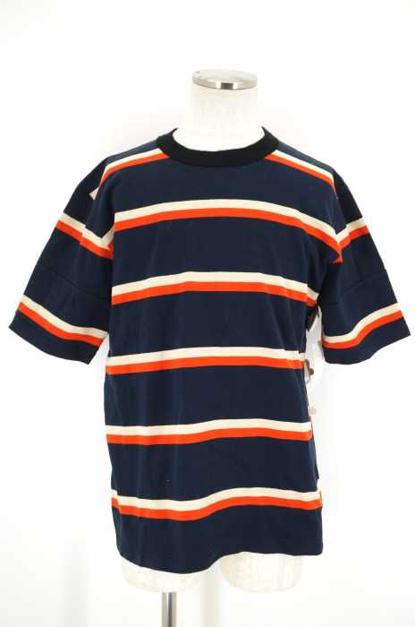 Sacai (サカイ) 切りっ放しボーダーTシャツ メンズ トップス