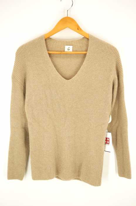 6（ROKU） BEAUTY＆YOUTH UNITED ARROWS（ロクビューティーアンドユースユナイテッドアローズ） CASHMERE WAFFLE V NECK KNIT カシミヤVネックニット レディース トップス