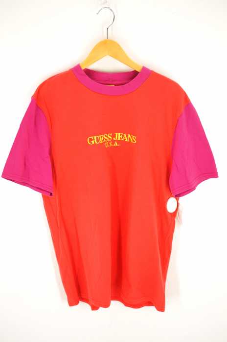 GUESS（ゲス） 18SS JEANS Farmers Market カラー切替ロゴ刺繍Tシャツ メンズ トップス