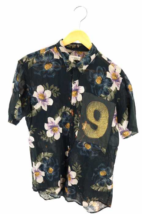 DRIES VAN NOTEN（ドリスヴァンノッテン） 胸元ナンバリングパッチボタニカル柄半袖シャツ メンズ トップス