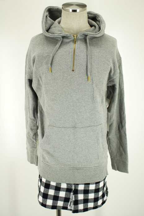 LEGENDA （） CHECK DOCKINGサイドジップ付きHALF ZIPパーカー メンズ トップス