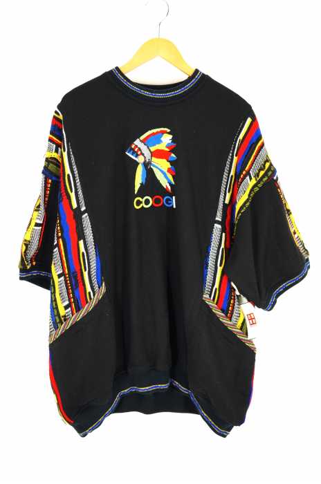 COOGI（クージー） インディアンロゴ刺繍マルチニット×スウェットコンビトレーナー メンズ トップス