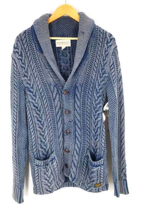 DENIM & SUPPLY RALPH LAUREN （デニムアンドサプライ ラルフローレン） ヴィンテージ加工インディゴ染めショールカラーローゲージニットカーディガン メンズ トップス