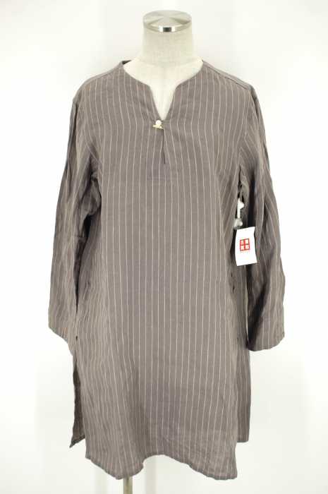 Elephant Blanc （エレファン ブラン） Air Linen Pin Stripes Long Skipper Shirt メンズ トップス