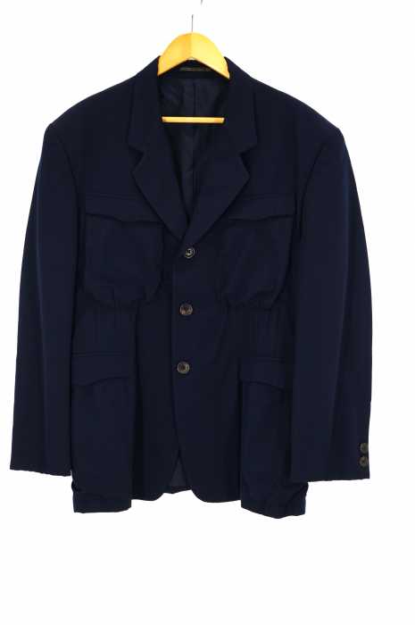 Yohji Yamamoto POUR HOMME (ヨウジヤマモトプールオム) 80S 丸ロゴ ギャザーポケットテーラードジャケット メンズ アウター