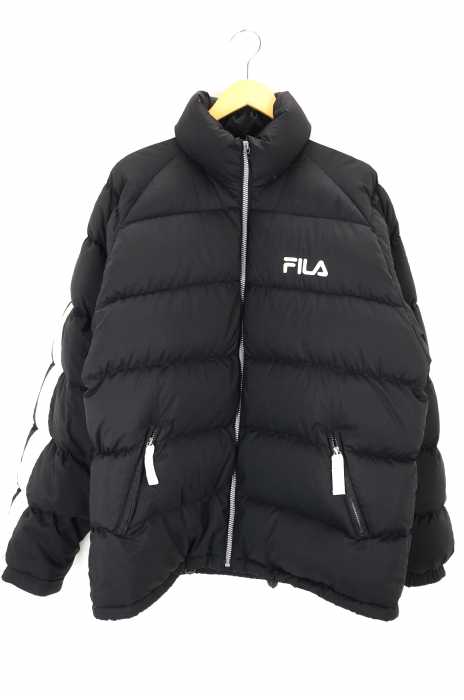 FILA (フィラ) ロゴ刺繍 袖ライン入りダウンジャケット メンズ アウター