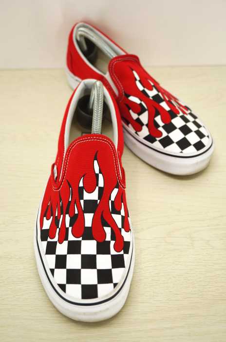VANS （バンズ ） Slip On Checker & Flame メンズ シューズ