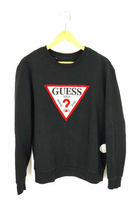 GUESS（ゲス） 起毛エンブレム クルーネックスウェット メンズ トップス