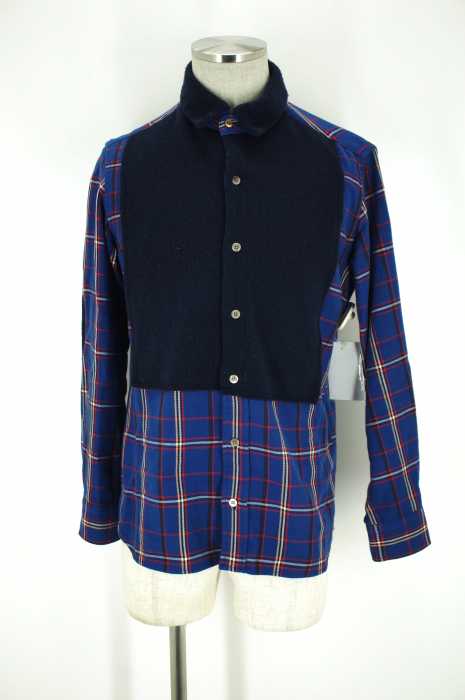 TSUMORI CHISATO （ツモリチサト） ニット切替チェックシャツ メンズ トップス