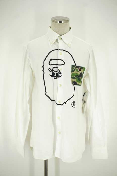 A BATHING APE （アベイシングエイプ） カモ柄ポッケプリントボタンダウンシャツ メンズ トップス
