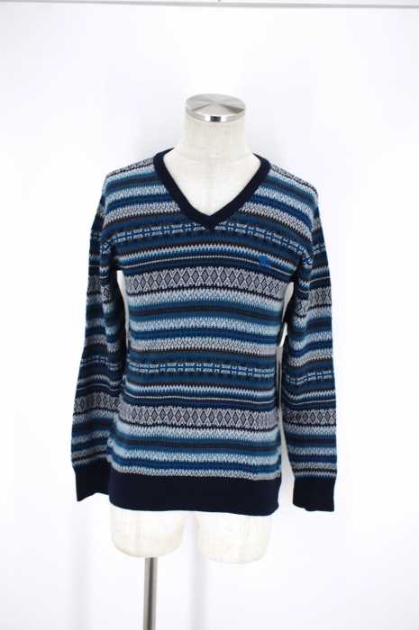 BURBERRY BLACK LABEL （バーバリーブラックレーベル） ノルディック柄Vネックセーター メンズ トップス