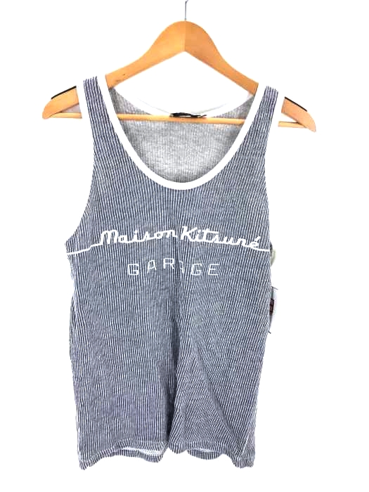 maison kitsune(メゾンキツネ) フロントプリントストライプタンクトップ メンズ トップス