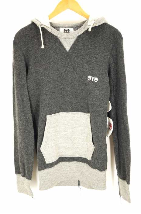 eYe JUNYA WATANABE COMME des GARCONS MAN（アイジュンヤワタナベコムデギャルソンマン） AD2011  フード後付け胸ロゴウールパーカー メンズ トップス