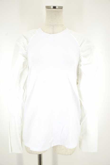 ZARA TRF （ザラティーアールエフ） 袖シャツ地切替クルーネックカットソー レディース トップス