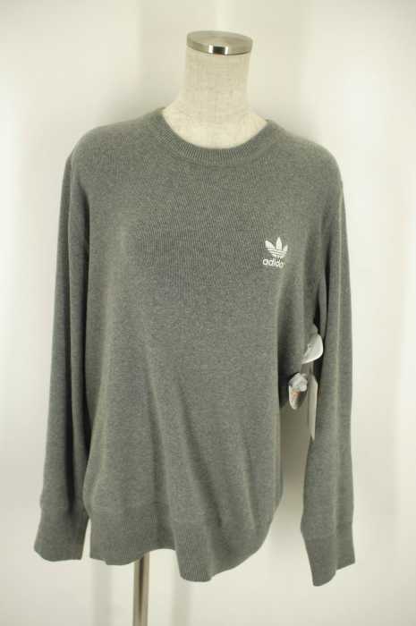 HYKE × adidas originals （ハイク × アディダスオリジナルス） トレフォイル刺繍ロゴコットンニットスウェットトップス レディース トップス