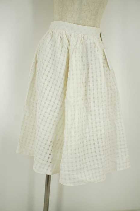 MACPHEE （マカフィー） 14SS レースブロックチェックシルク混フレアスカート レディース スカート