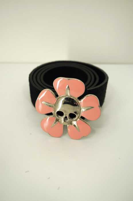 Vivienne Westwood Accessories（ヴィヴィアンウエストウッド アクセサリー） スカルフラワーバックルハラコレザーベルト レディース ファッション雑貨