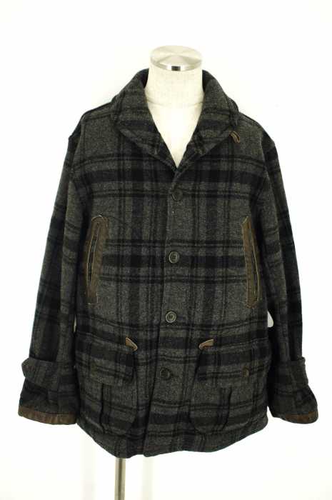 RRL RALPH LAUREN （ダブルアールエル ラルフローレン） チェック柄ウールレザー使いショールカラージャケット メンズ アウター