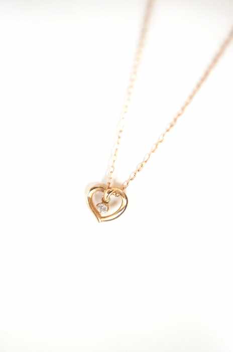 4℃ （ヨンドシー） ハートモチーフネックレス　K10PG + DIA　ピンクゴールド レディース アクセサリー
