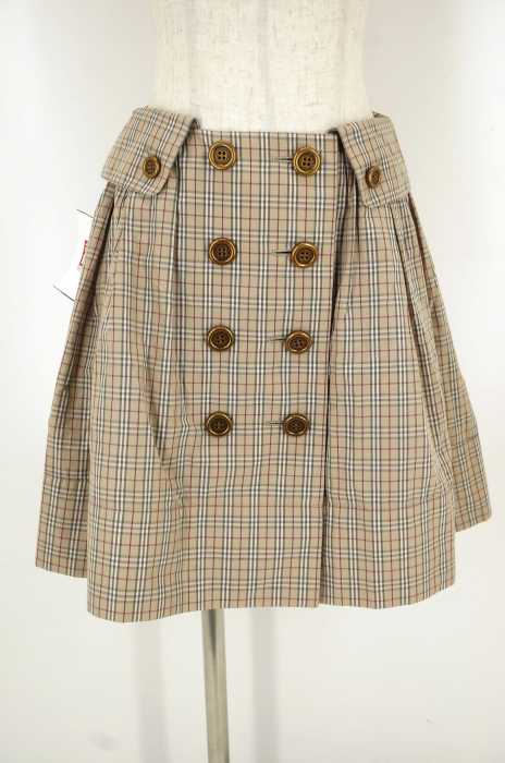 BURBERRY BLUE LABEL (バーバリーブルーレーベル) ボタンデザインチェック柄フレアスカート レディース スカート