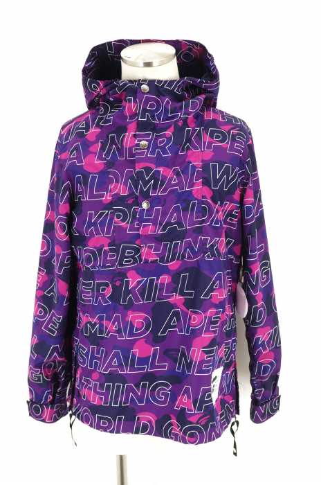 A BATHING APE (アベイシングエイプ) TEXT COLOR CAMO PULLOVER HOODIE JACKET テキストカラーカモプルオーバーフーディージャケット 総柄アノラックパーカー メンズ アウター
