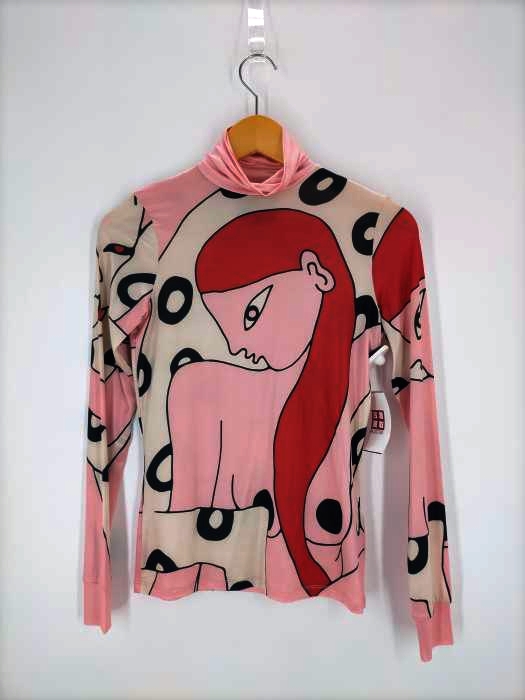 DESIGUAL(デシグアル) ハイネック 転写プリントサテンロングカットソー レディース トップス