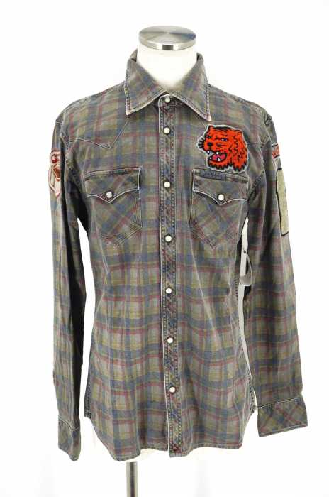 TRUE RELIGION （トゥルーレリジョン）　 ワッペン付きチェック柄ウエスタンシャツ メンズ トップス