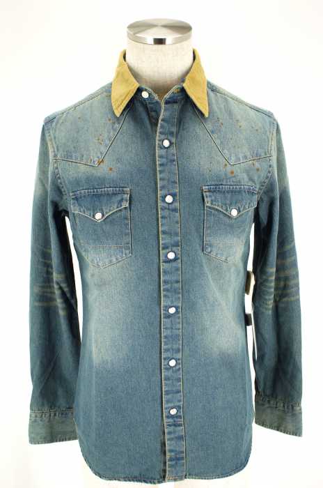 RRL RALPH LAUREN （ダブルアールエル ラルフローレン） 錆加工襟コーデュロイデニムウエスタンシャツ メンズ トップス