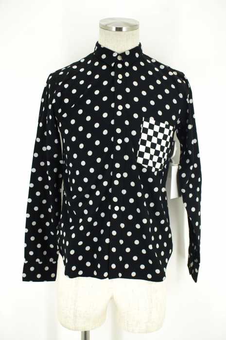 BLACK COMME des GARCONS (ブラックコムデギャルソン) AD2012 ドット柄ポケット切替ボタンシャツ メンズ トップス