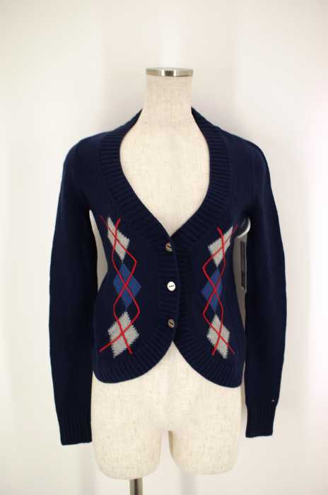 HILFIGER DENIM （ヒルフィガーデニム） アーガイル柄長袖カーディガン レディース トップス