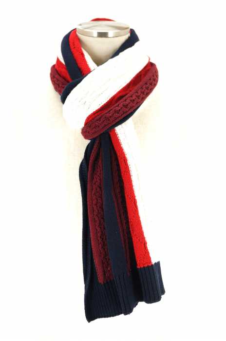 TOMMY HILFIGER （トミーヒルフィガー） ストライプデザインコットンマフラー メンズ ファッション雑貨