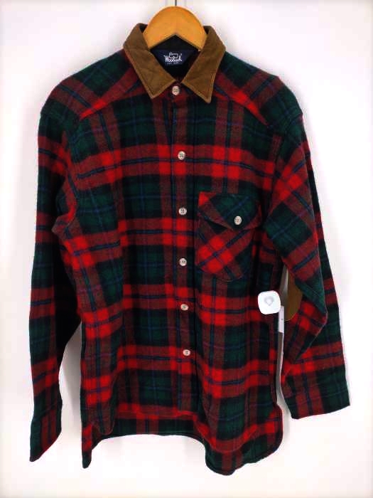 WOOLRICH(ウールリッチ) 80S スウェード切り替え エルボーパッチ チェック柄ネルシャツ メンズ トップス