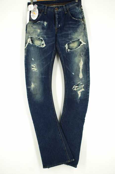 wjk（ダブルジェイケイ） ダメージ加工ステッチ入りデニムパンツ メンズ パンツ