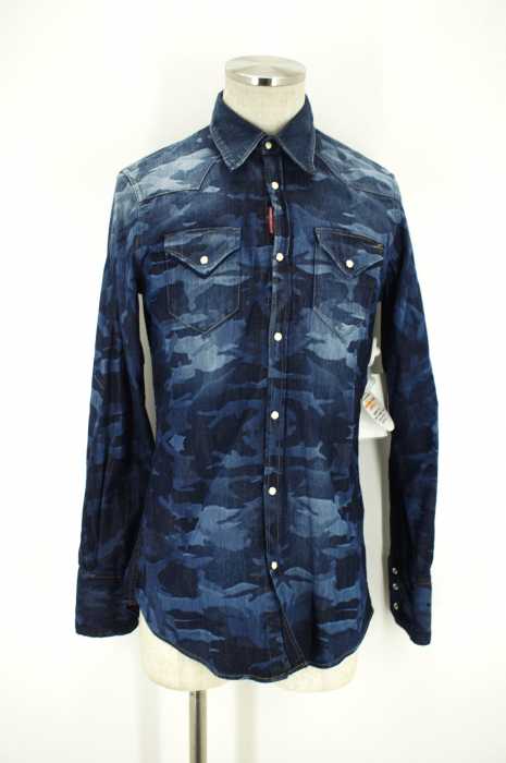 DSQUARED2 （ディースクエアード） カモ柄デニムウェスタンシャツ メンズ トップス