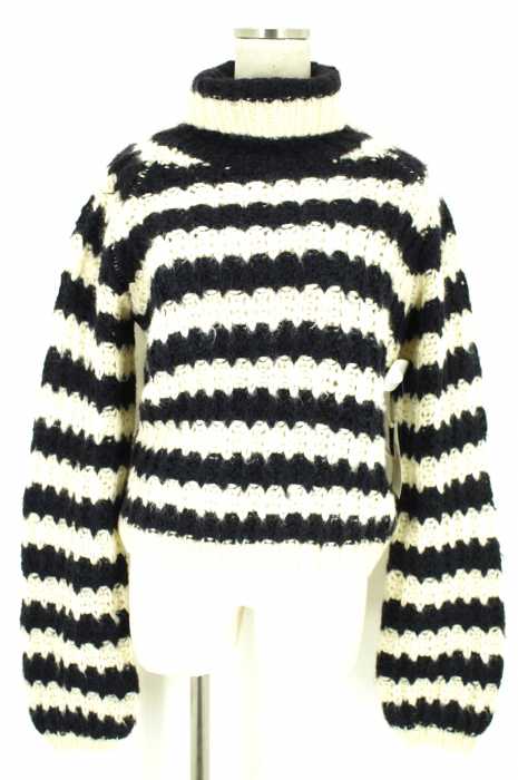 Chloe （クロエ） 15AW シルク×モヘア混タートルネックローゲージボーダー レディース トップス