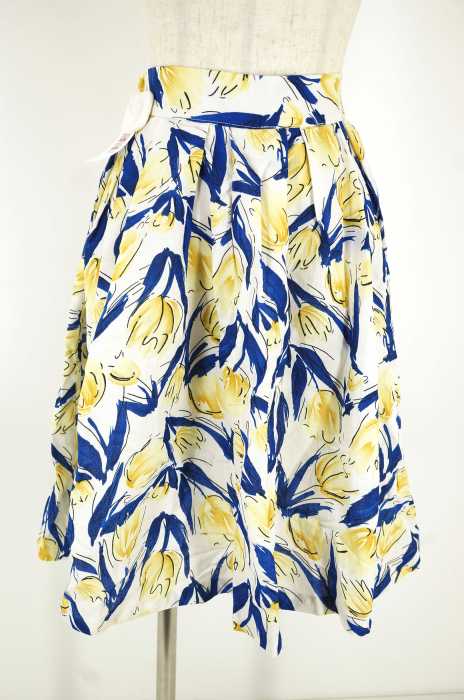 DHOLIC (ディーホリック) Floral Midi Flared Linen Skirt フローラルミディーフレアリネンスカート レディース スカート