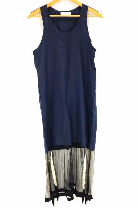 TOGA PULLA （トーガプルラ） Mesh Hem Dress メッシュ切替ノースリーブワンピース レディース ワンピース