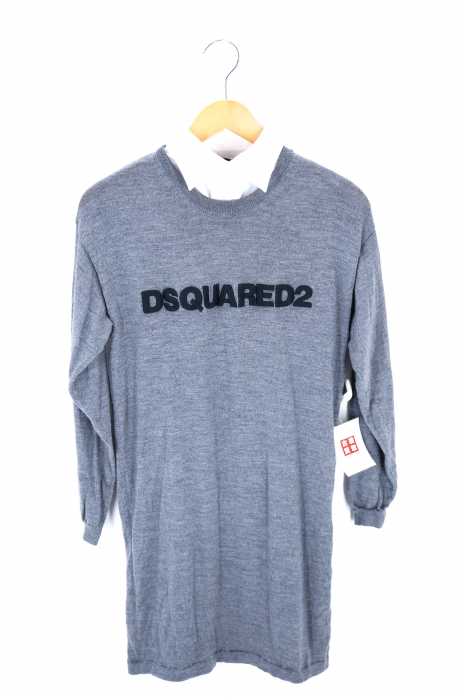 DSQUARED2 (ディースクエアード) 18SS シャツレイヤードデザインフロントロゴニットワンピース レディース ワンピース