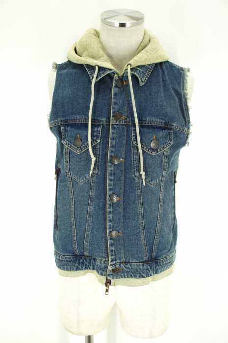 JOYRICH (ジョイリッチ) HOODED CRUSHED DENIM VEST デニムベスト メンズ アウター