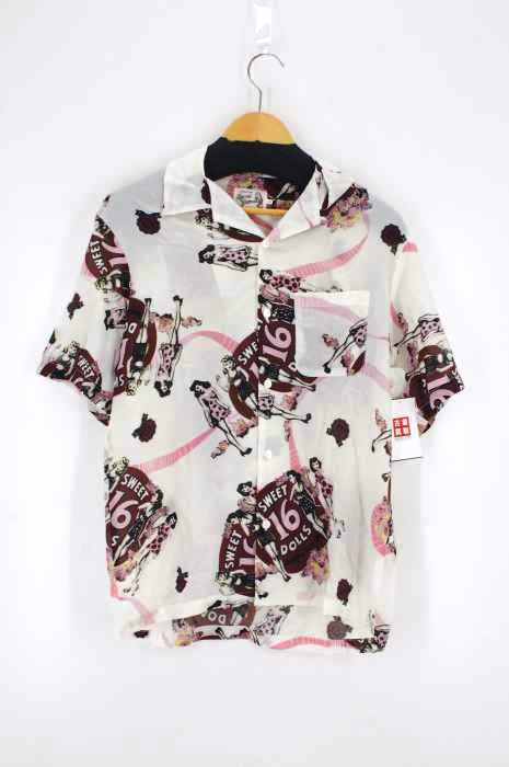 HYSTERIC GLAMOUR（ヒステリックグラマー） SWEET 16 DOLLS柄 オープンカラーシャツ メンズ トップス