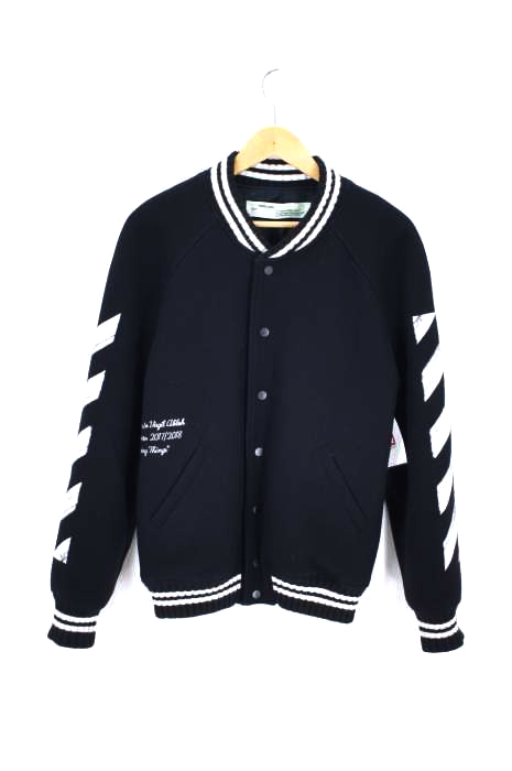 OFF-WHITE(オフホワイト) DIAG BRUSHED VARSITY バックアロープリント ウールスタジアムジャンパー メンズ アウター
