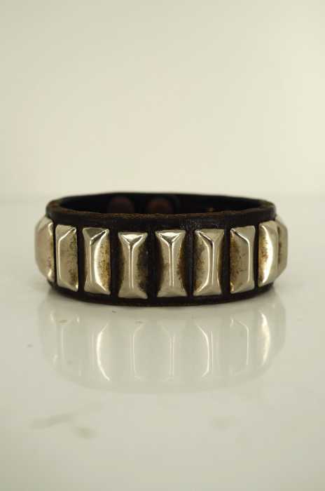 HYSTERIC GLAMOUR ×OLD STUDS (ヒステリックグラマー × オールドスタッズ) 13AW LONG PYRAMID STUDS スタッズレザーブレスレット メンズ アクセサリー