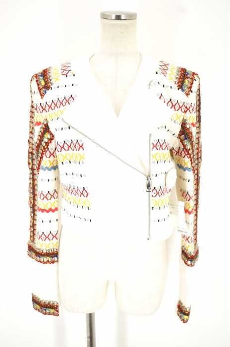 BCBG MAXAZRIA （ビーシービージーマックスアズリア） アフガン装飾ダブルジップジャケット レディース アウター