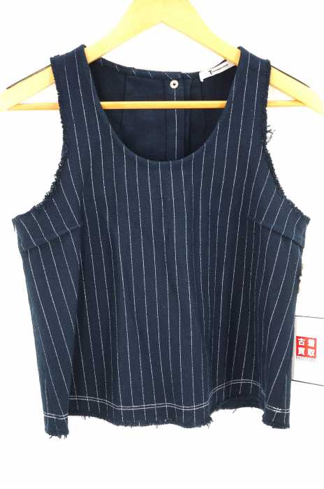 T by Alexander Wang (ティーバイアレキサンダーワン) ピンストライプカットオフ加工 ノースリーブ レディース トップス