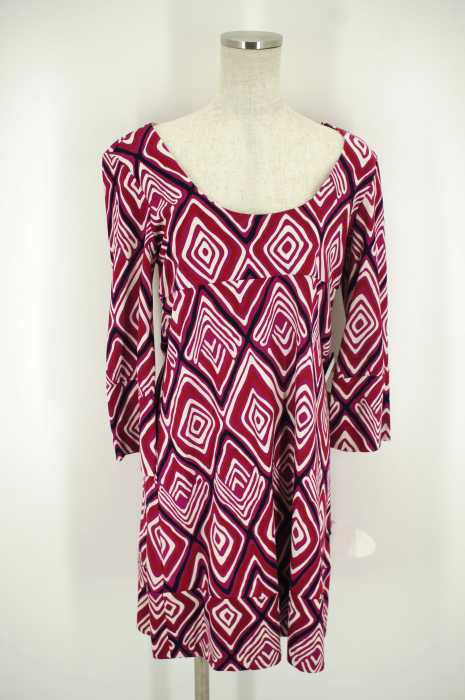 DIANE VON FURSTENBERG （ダイアンフォンファステンバーグ） Uネック総柄シルクワンピース レディース ワンピース