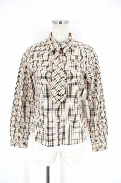 BURBERRY LONDON(バーバリーロンドン) ネクタイ付きチェックシャツ レディース トップス