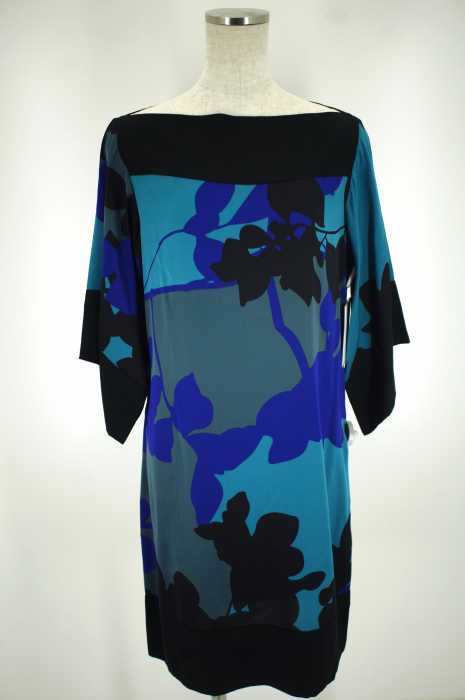 DIANE VON FURSTENBERG （ダイアンフォンファステンバーグ） ボートネック総柄シルクワンピース レディース ワンピース